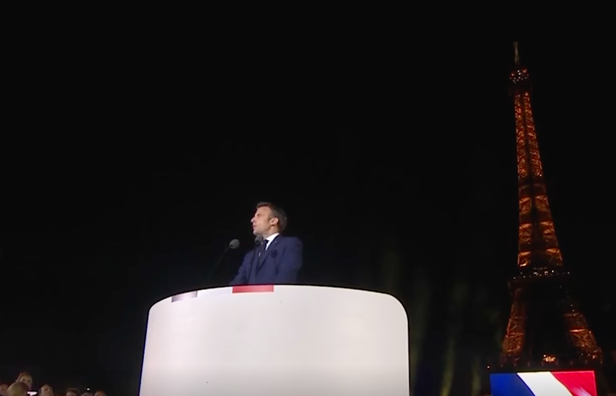 馬克宏發表勝選演說。翻攝馬克宏粉絲團