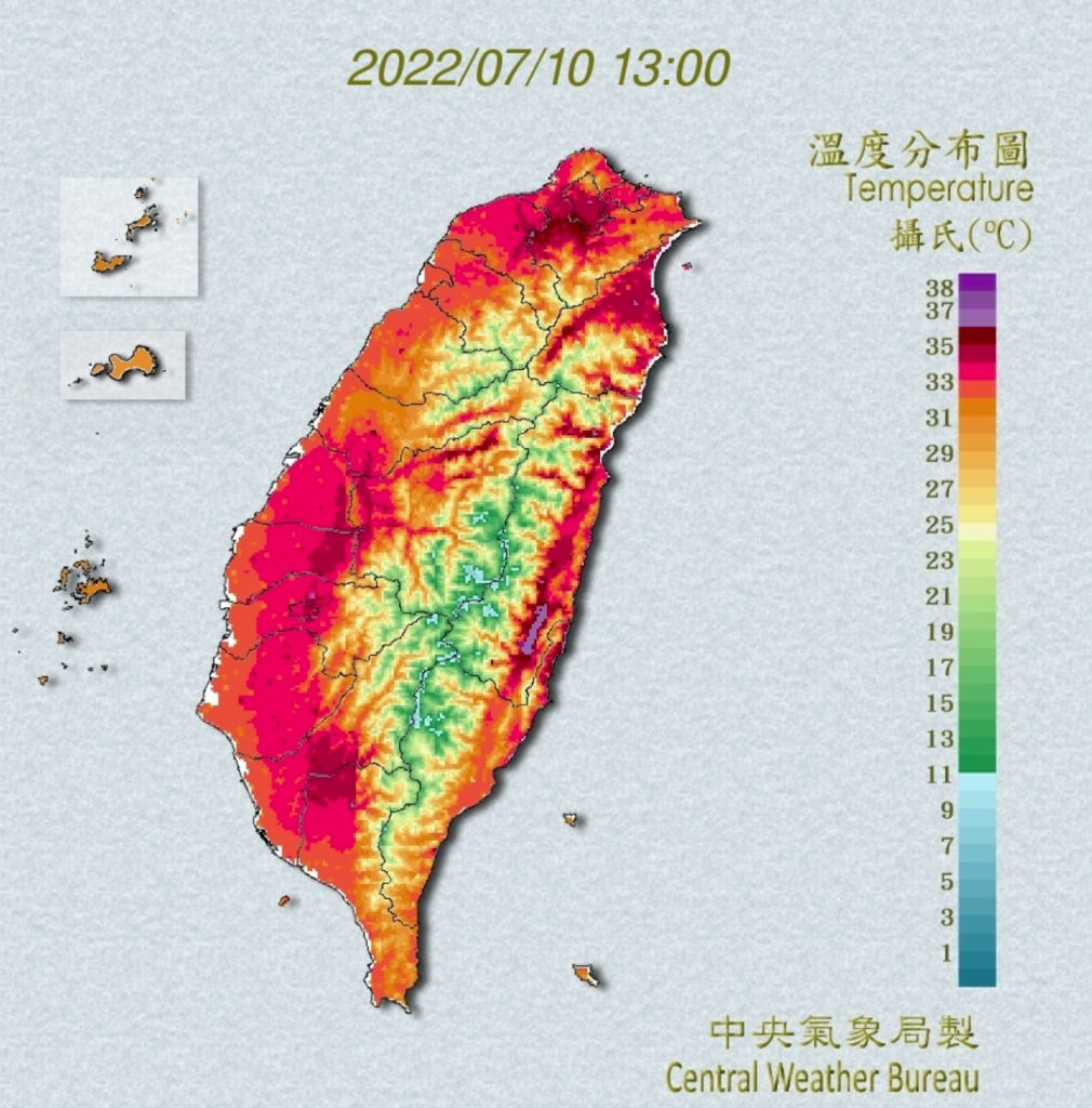 全台熱烘烘！花東縱谷台九線連續38度極端高溫　雙北10縣市上探36度