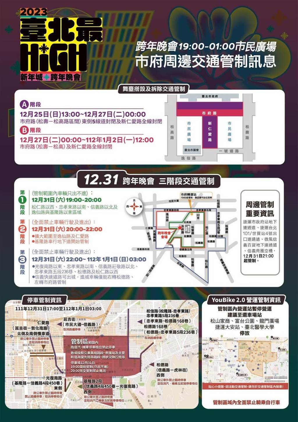 2023北市跨年交通疏導措施。北市信義分局提供