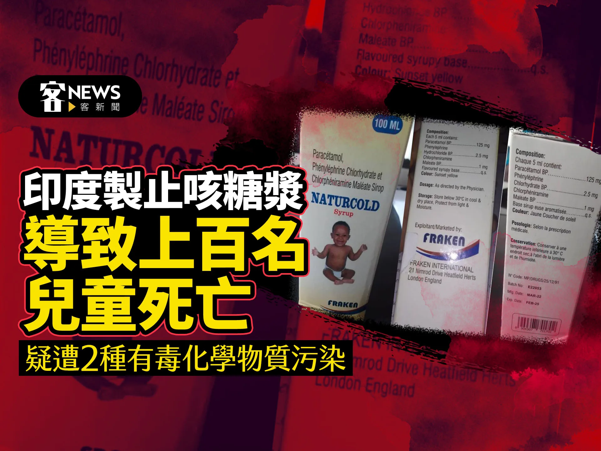 印度製止咳糖漿導致上百名兒童死亡疑遭2種有毒化學物質污染- 客新聞HakkaNews