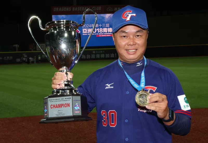 總教練吳柏宏(圖)表示,棒球沒有一帆風順,賽前特別鼓勵選手穩住心態。中央社