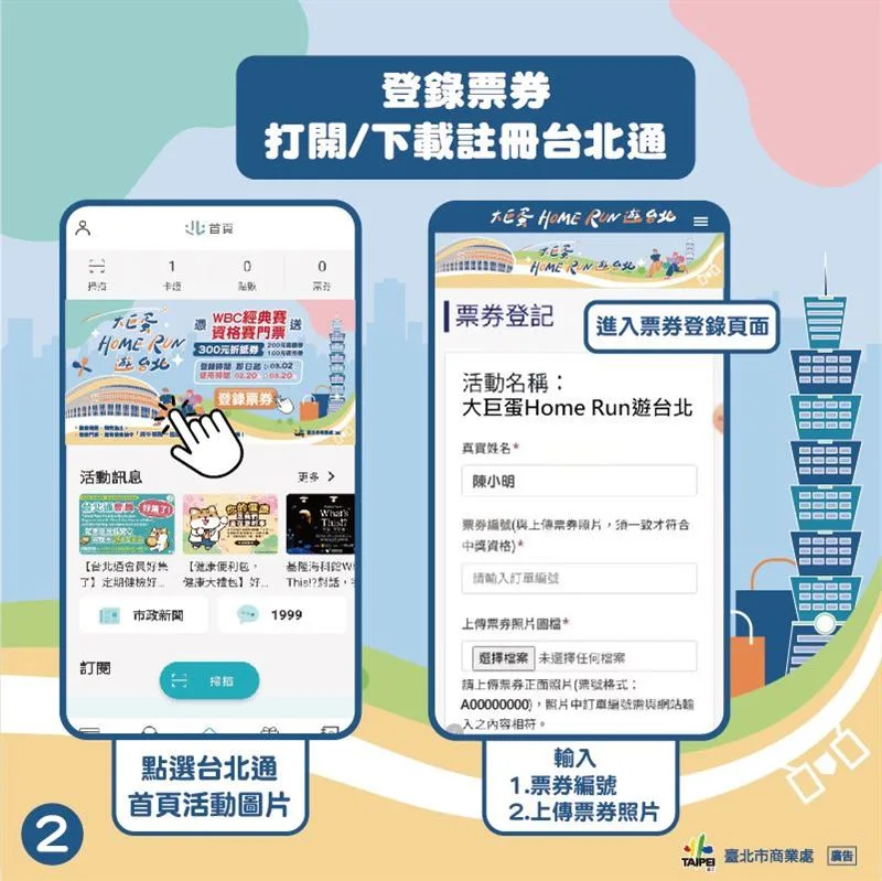 台北通登錄WBC經典賽資格賽門票，可領300元折抵券。（圖／台北商業處 提供）