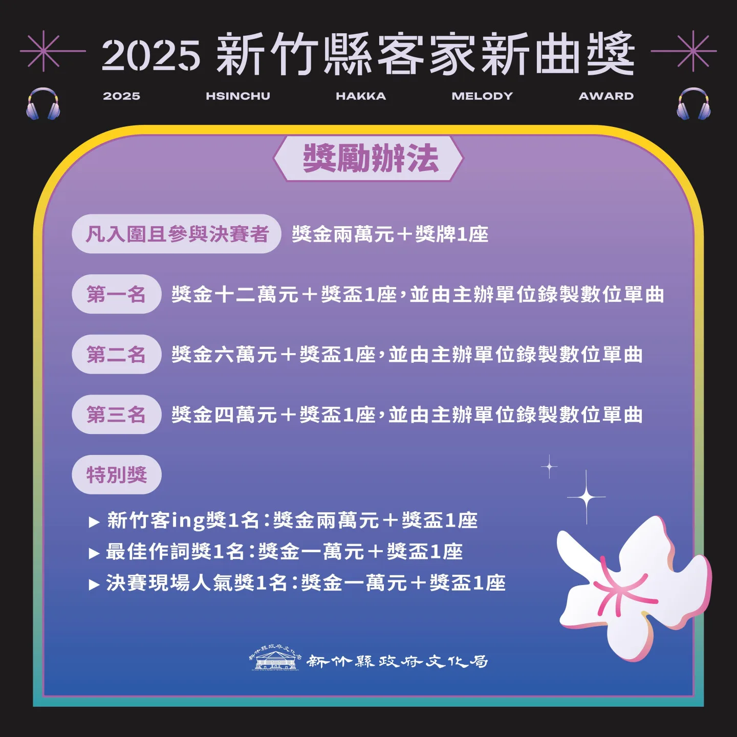 新竹縣文化局舉辦新竹縣客家新曲獎比賽。新竹縣文化局提供