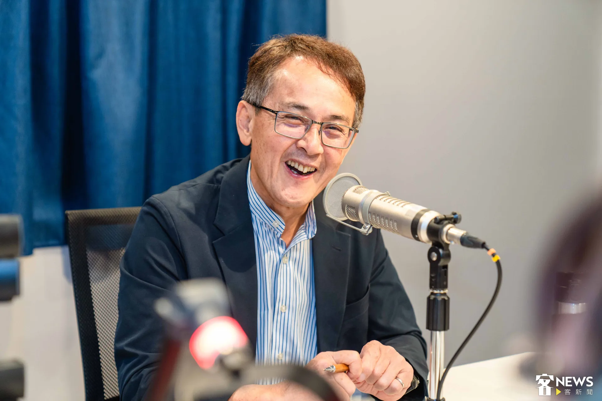 台北市政府客家事務委員會主任委員吳文德，9日接受講客廣播電臺〈Good morning! Hakka!〉節目主持人宋菁玲專訪。朱愷元攝