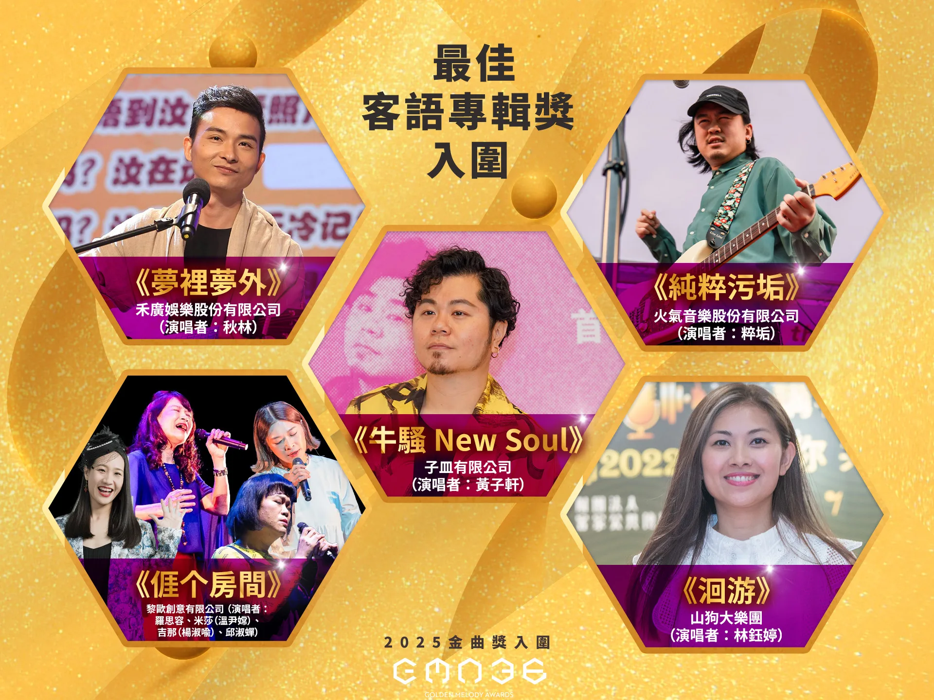 最佳客語專輯獎入圍名單。客新聞製圖