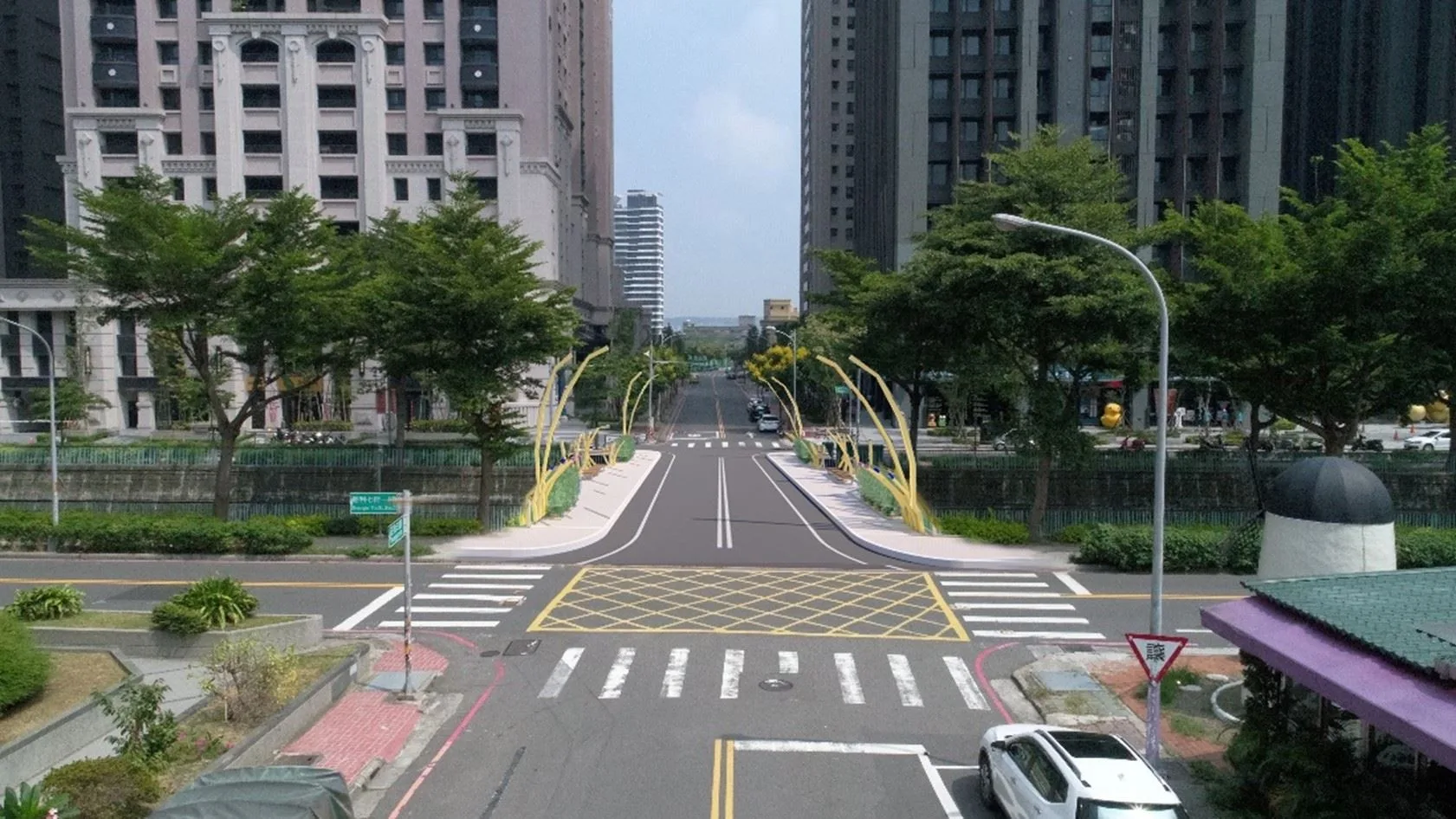 竹北莊敬七街跨溪橋梁完工模擬示意圖。竹縣府提供