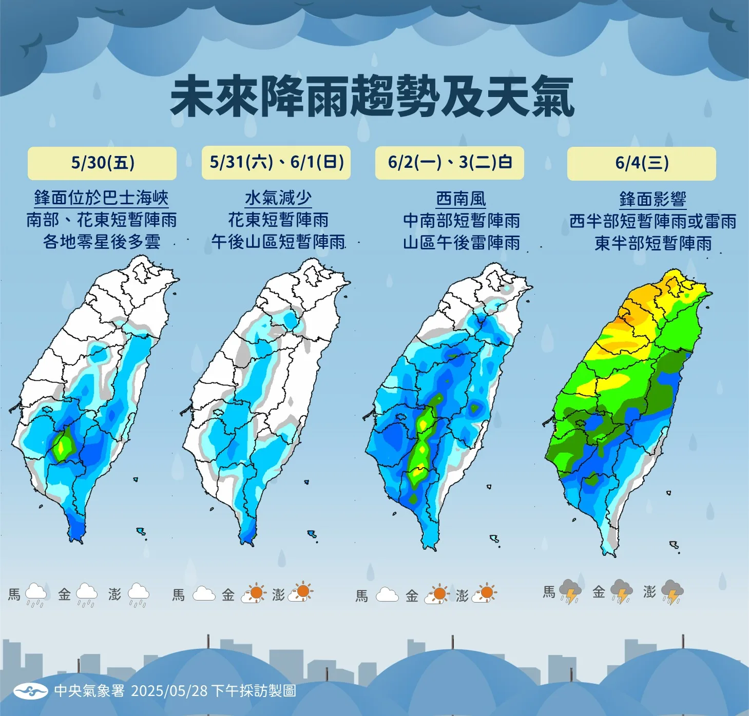 端午連假天氣預測。