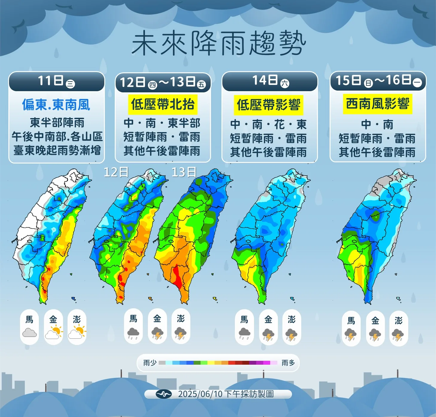 未來降雨趨勢。氣象署提供