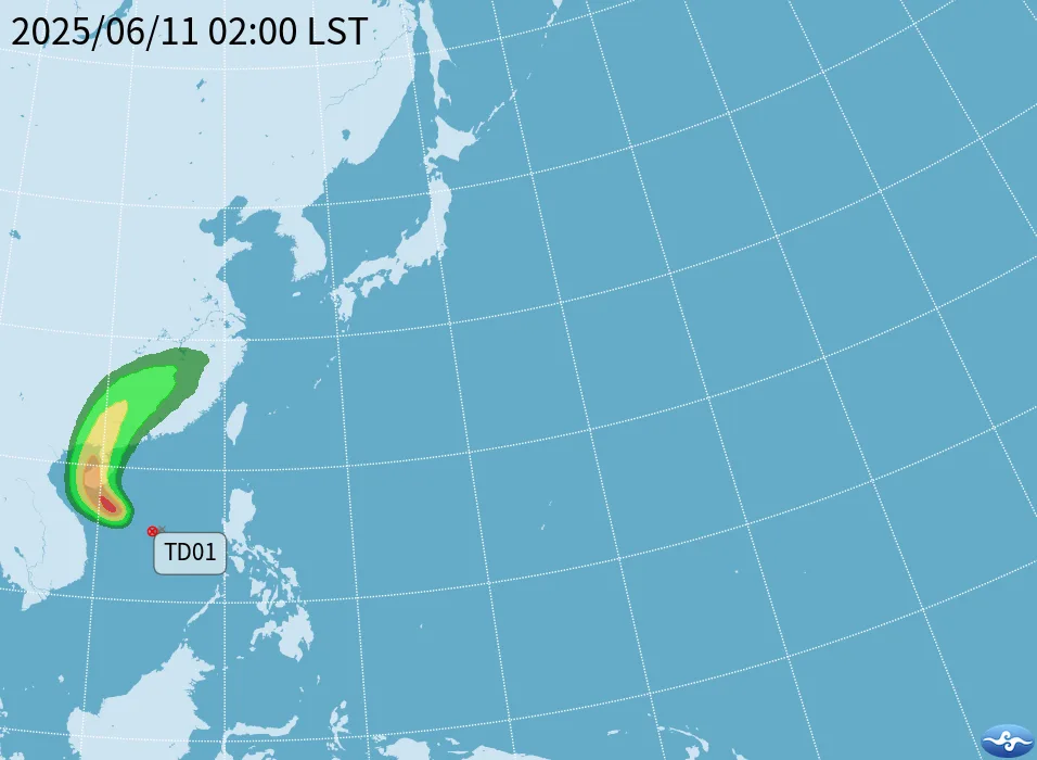 颱風蝴蝶路徑預測。氣象署提供