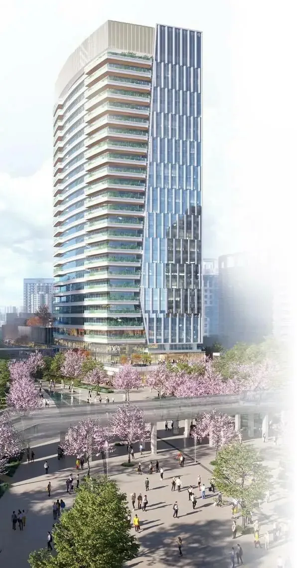 宏匯集團取得交通部鐵道局高速鐵路新竹車站特定區開發經營權，將興建2棟地上26層、地下4層的商場百貨、店舖及辦公大樓，2棟樓樓高預計均為119.4公尺。模擬圖