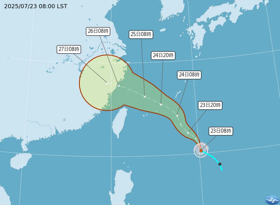 輕颱范斯高預估路徑。中央氣象署提供