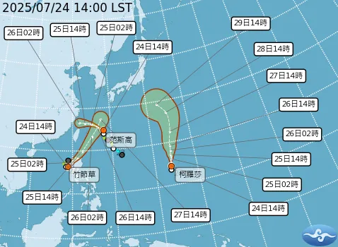 北太平洋西部今天(24日）出現三颱共舞。