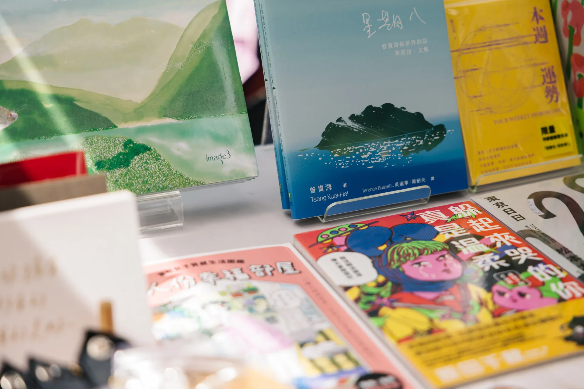 為期兩個周末的「詩.書市集」,集結高雄市區十五間獨立書店,在高雄文學館-李科永圖書館圓弧形步道展開。