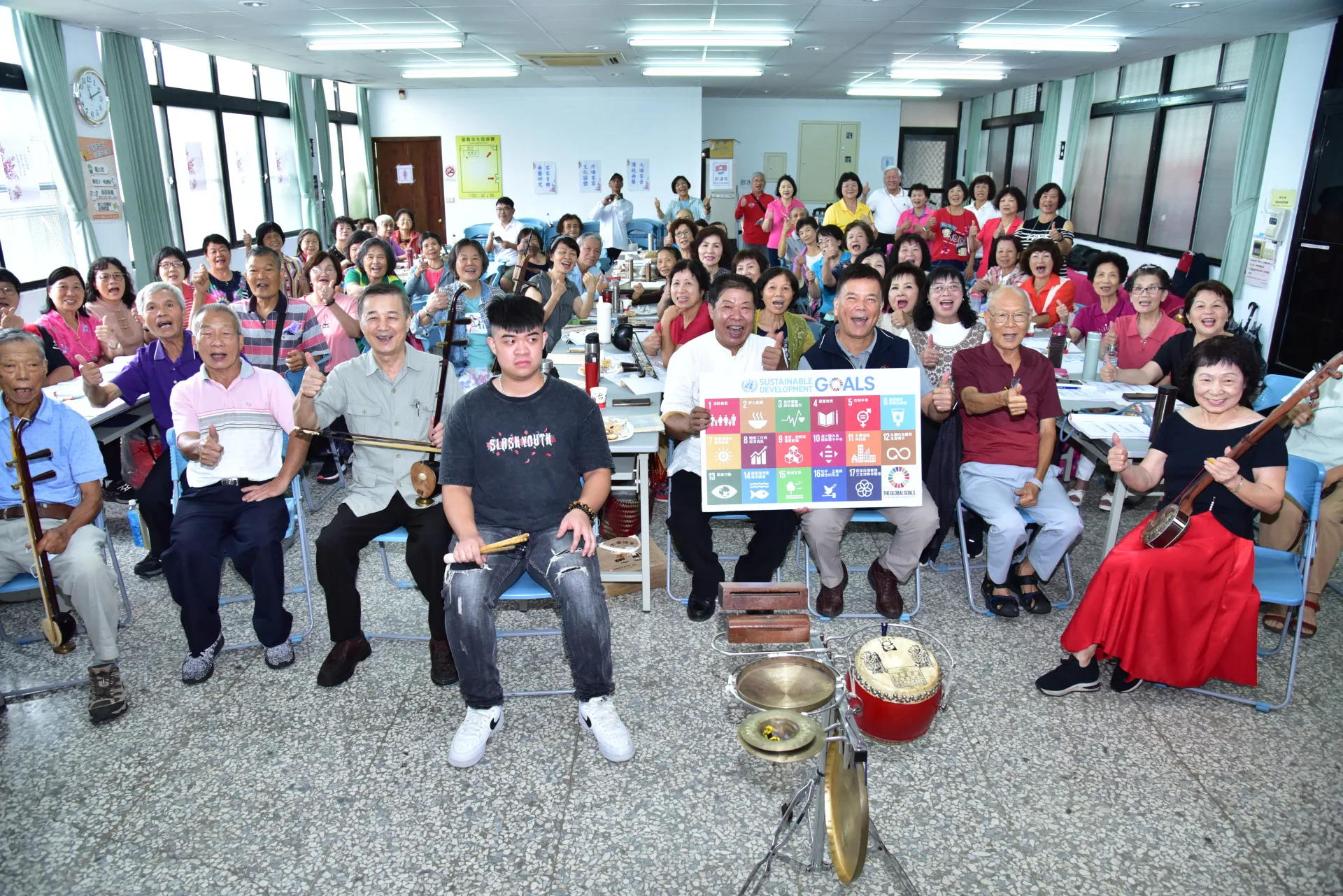 台中客委會在石岡土牛客家文化館辦歌謠研習，近百位學員不畏風雨參加。台中市政府客家事務委員會提供