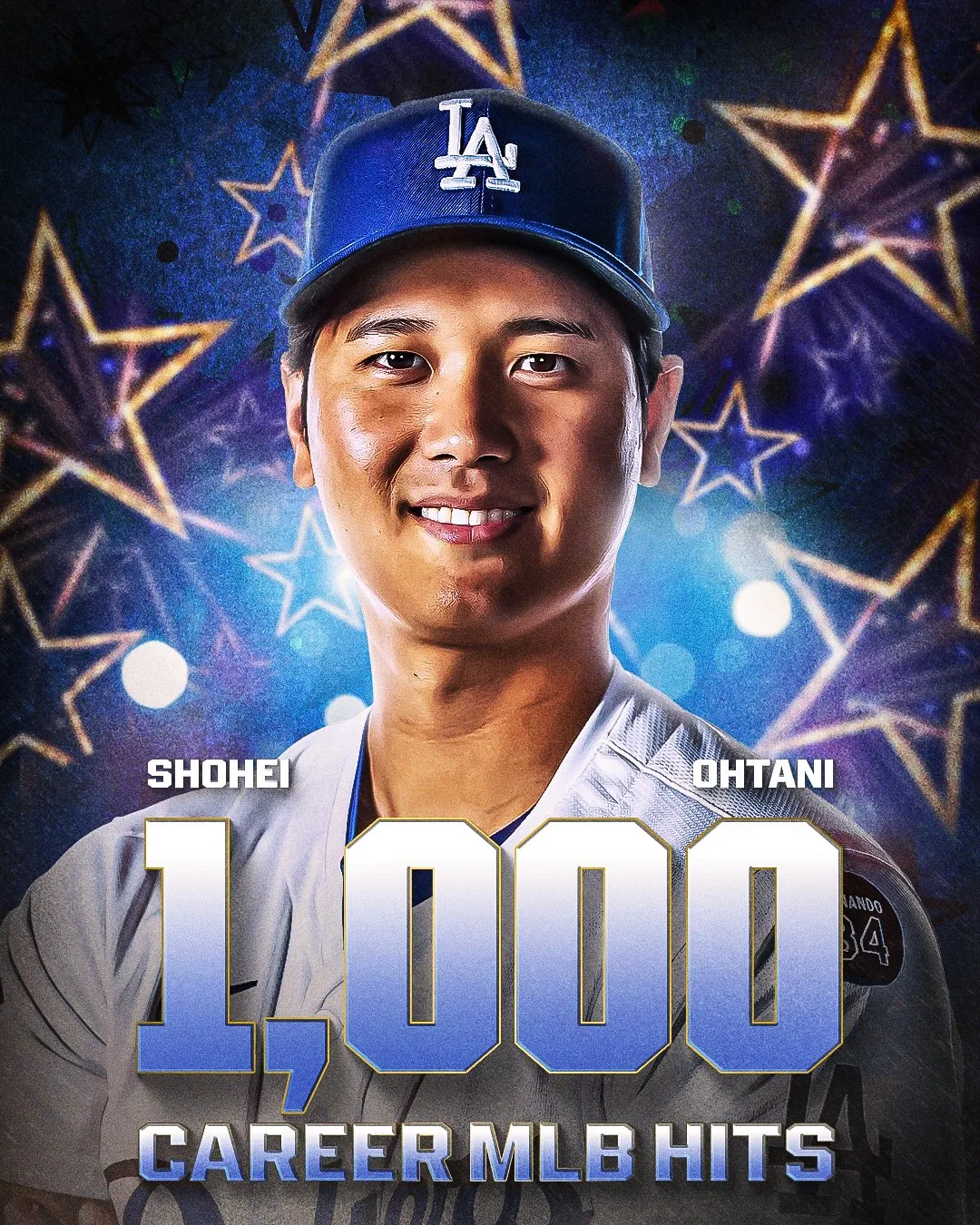 大谷翔平用本季39轟，敲出生涯1000安。翻攝自MLB X