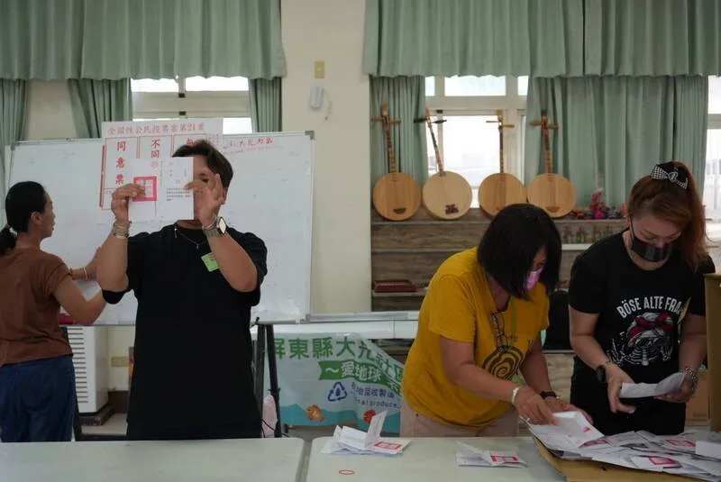 核三重啓公投開票。中央社