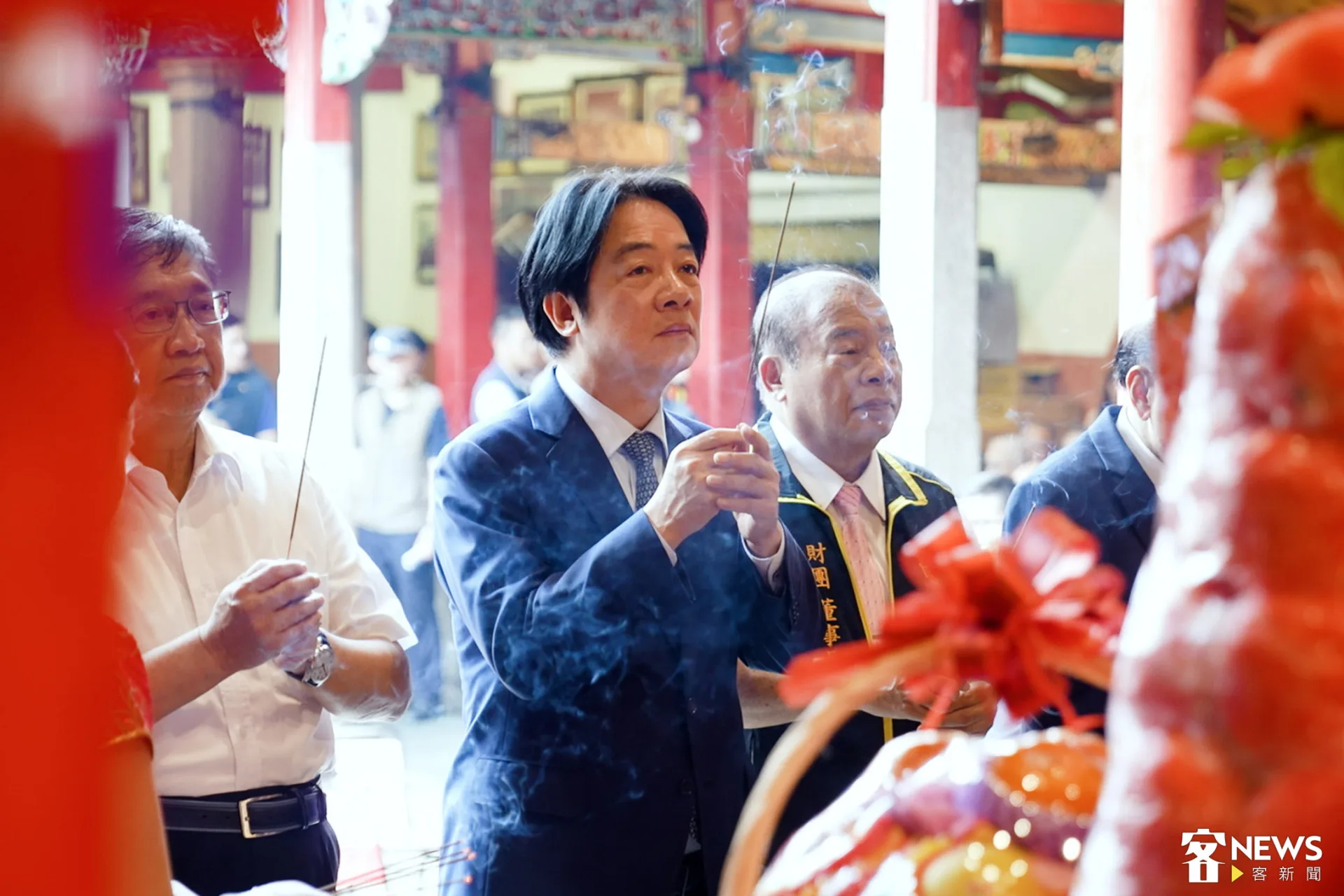 總統賴清德今天到新埔褒忠亭義民廟參加義民祭大典。朱愷元攝