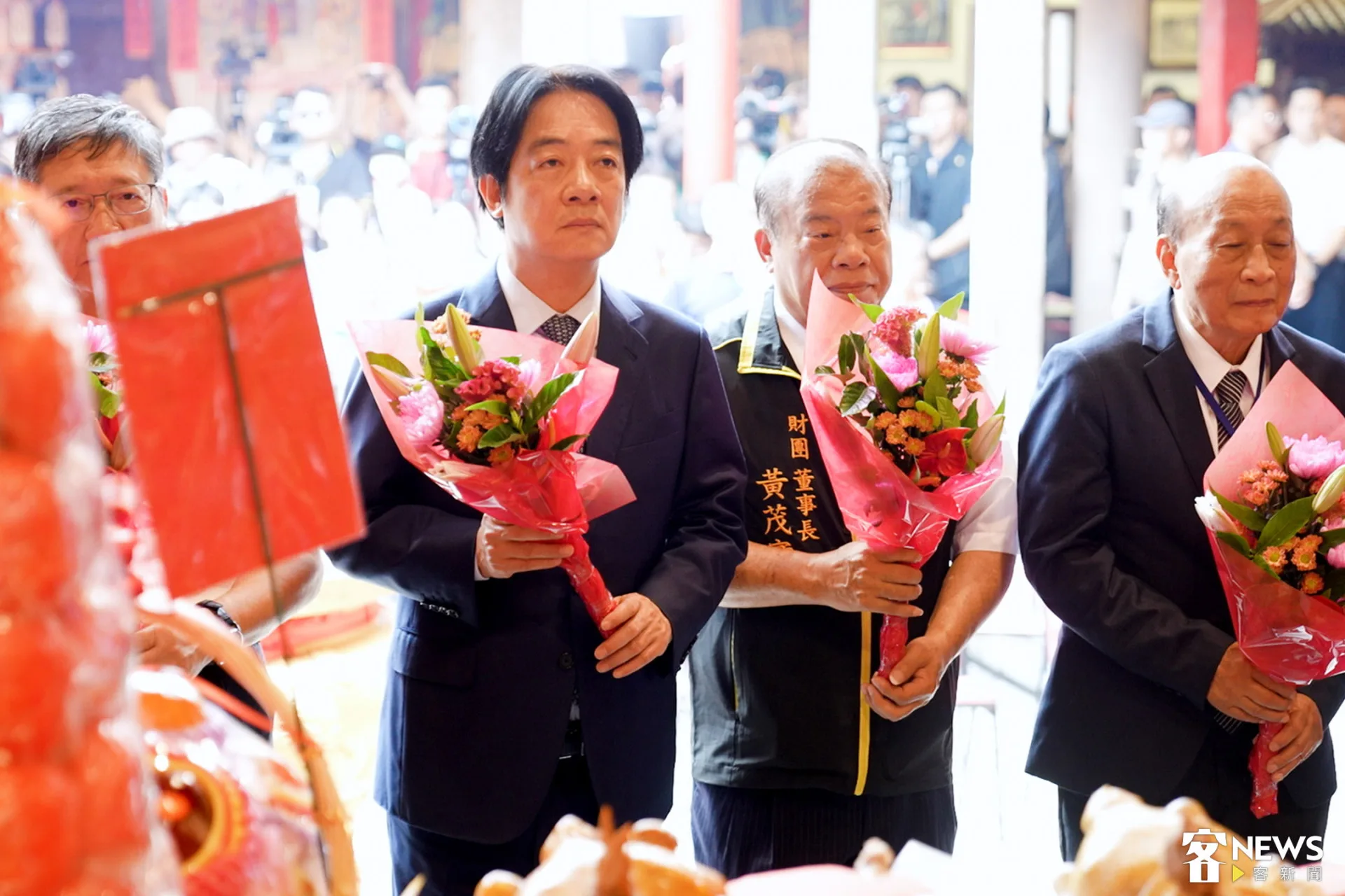 總統賴清德今天到新埔褒忠亭義民廟參加義民祭大典。朱愷元攝