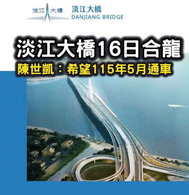 淡江大橋16日合龍  陳世凱：希望115年5月通車