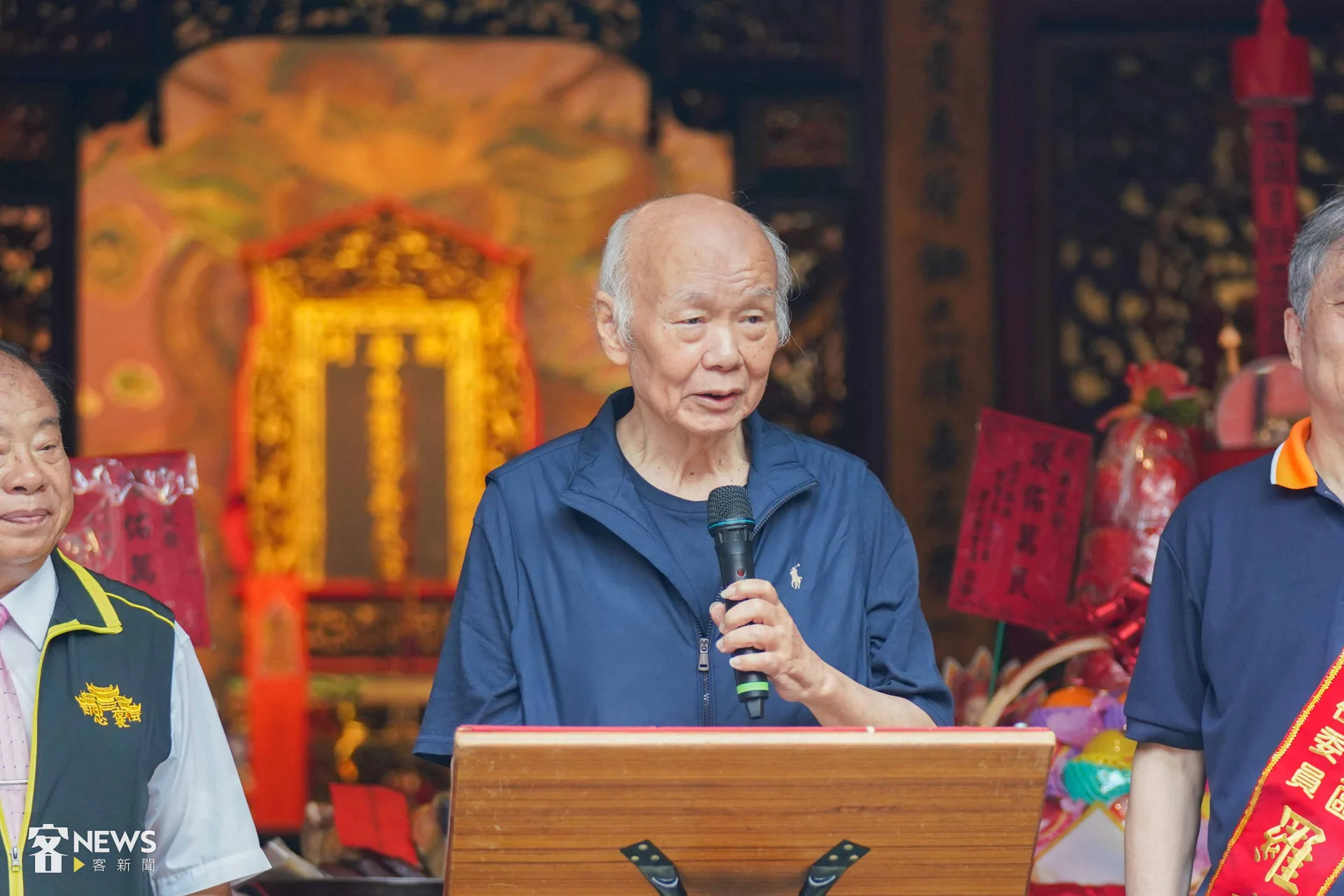 義民廟董事長林光華致詞。李台源攝