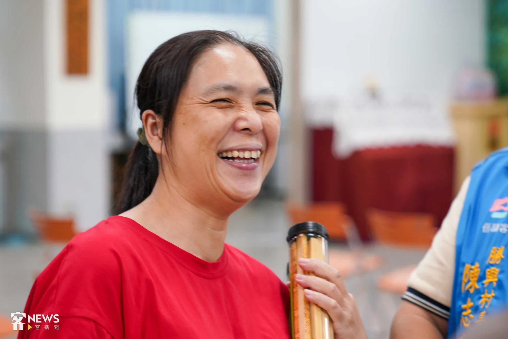 苗栗縣三義鄉民林貴玉說,看完《小城故事》客語修復版,眼淚都要掉出來了。李台源攝