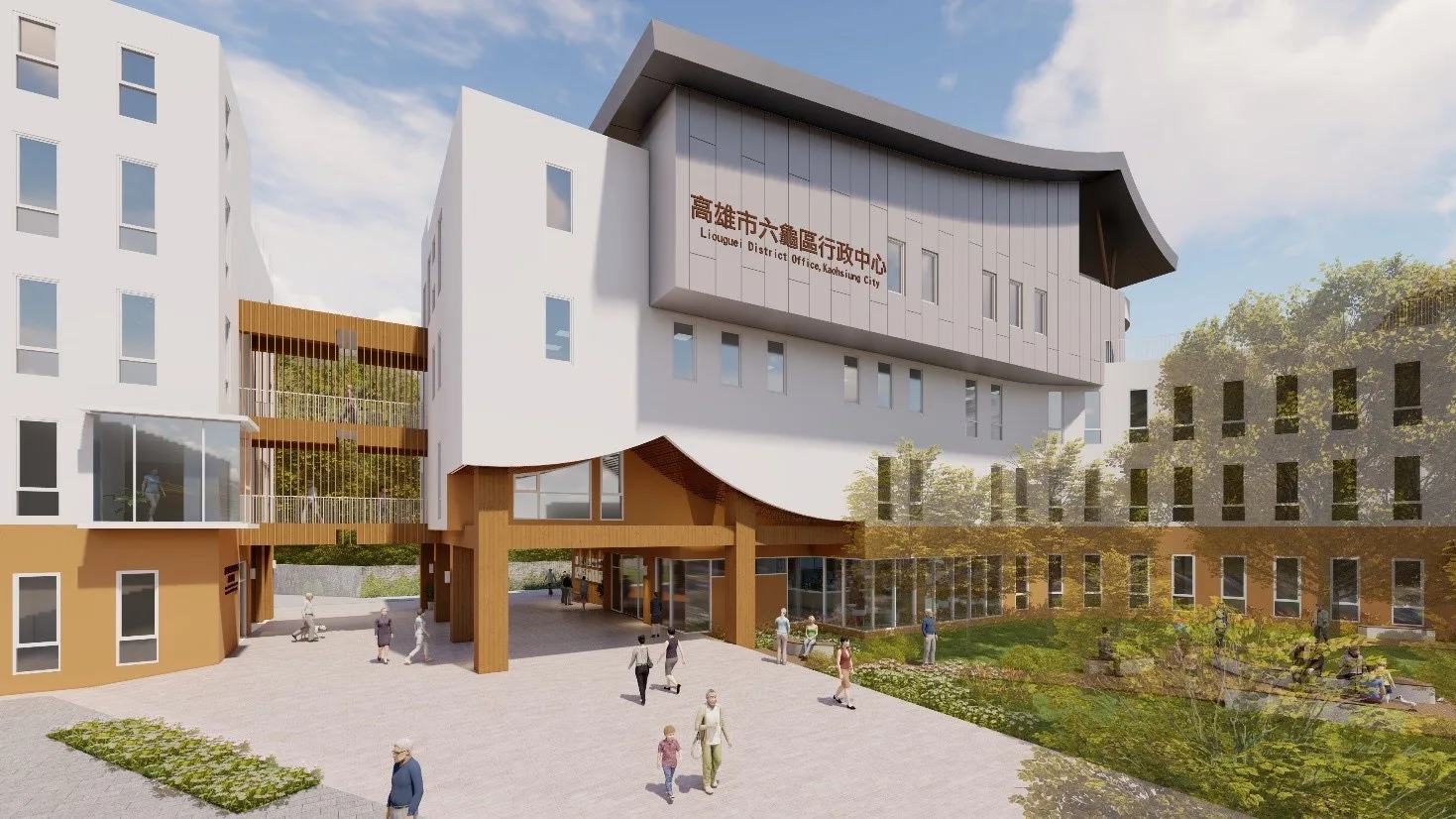 六龜區行政中心新建工程，已獲得銀級候選綠建築證書、第1級建築能效評估證書。高市府提供