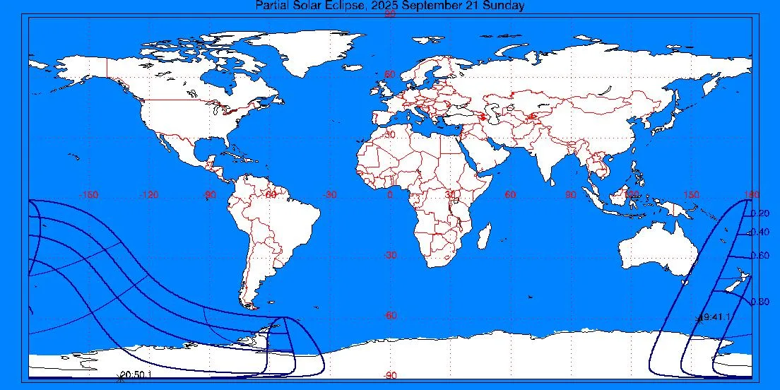 處女座日偏蝕運行軌跡。