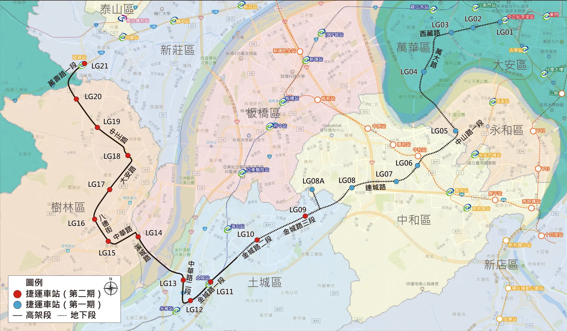 萬大中和線路線圖。捷運局提供