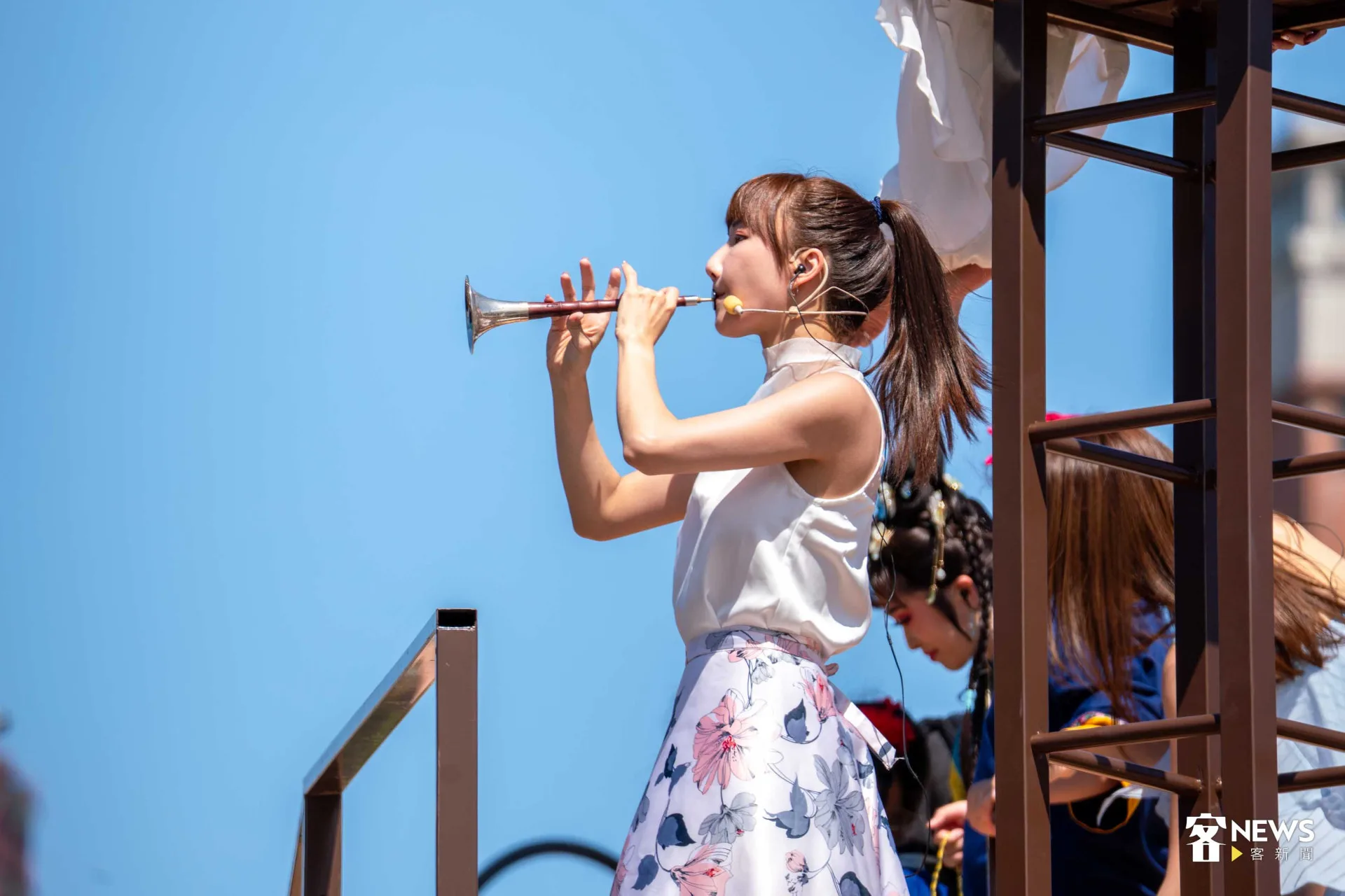 客家委員會「臺灣細妹　放勢行」的嗩吶演出。李宥妍攝