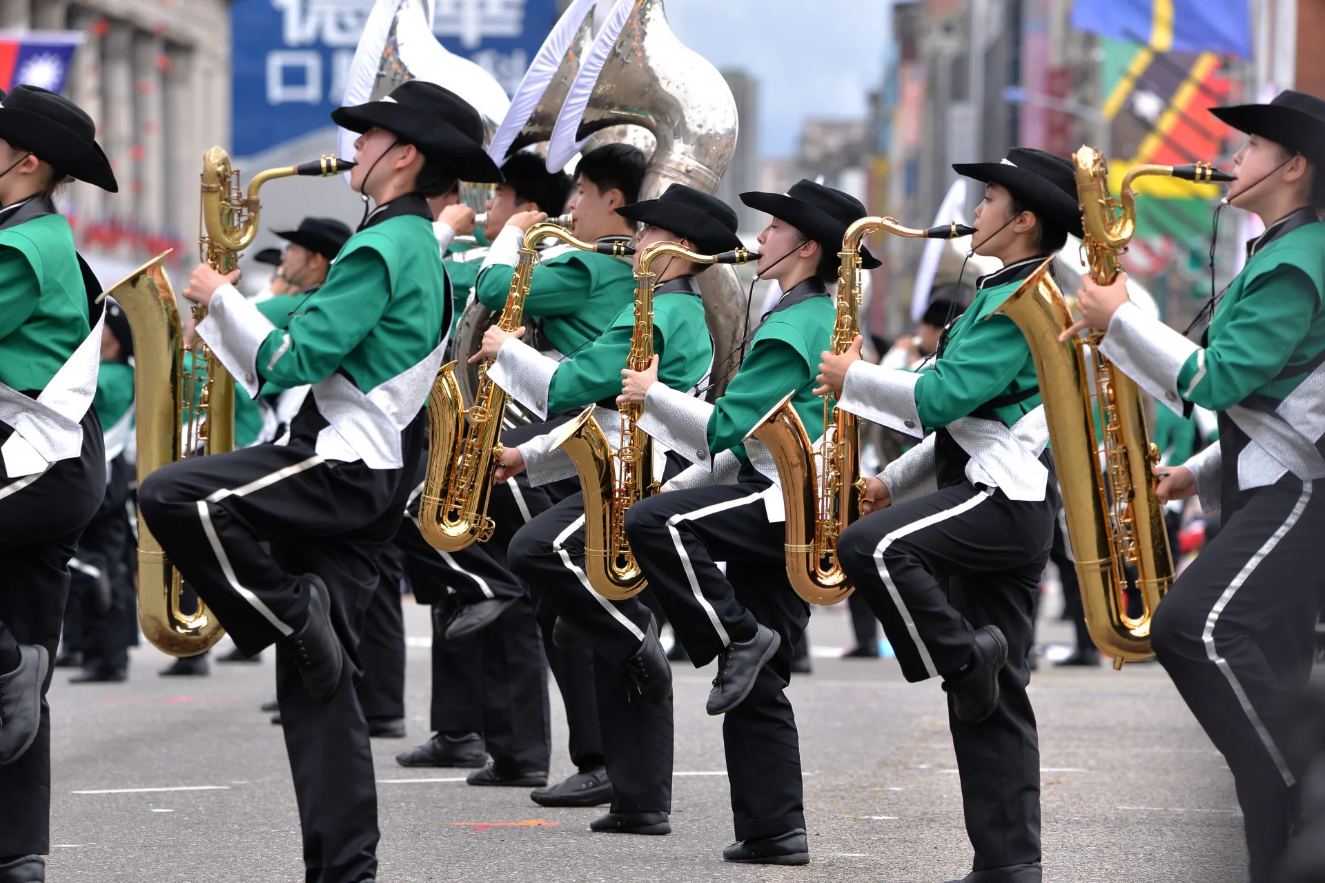 農大二高吹奏樂部2023年來台參與國慶大會演出。文化總會提供