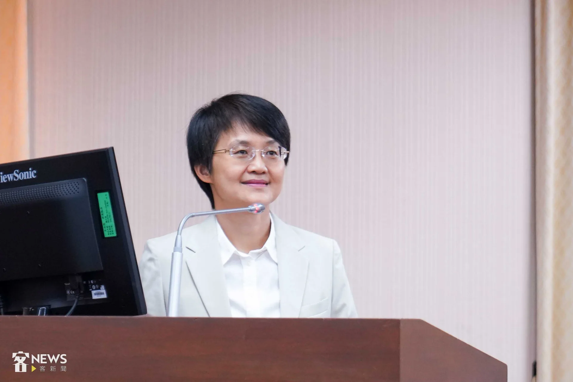 古秀妃今天赴立法院內政委員會業務報告與說明客家政策推廣成果。李台源攝