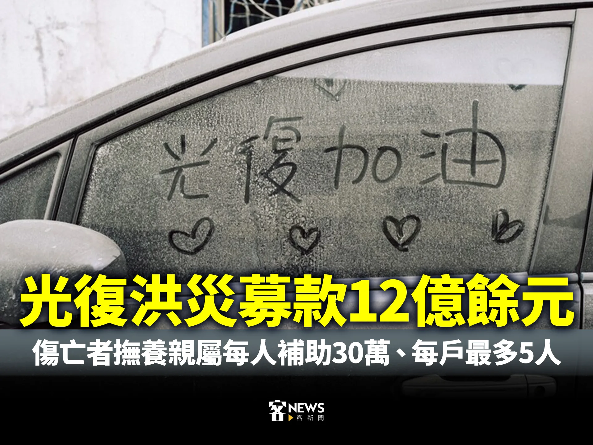光復洪災募款12億餘元　傷亡者撫養親屬每人補助30萬、每戶最多5人