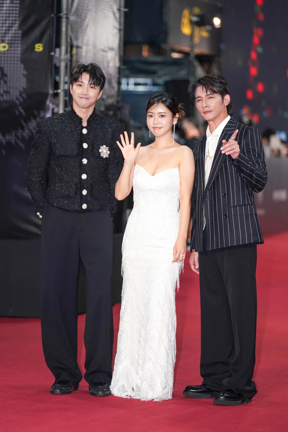 《廚師的迫降：客家廚房》主持群，江宏傑、Judy【金奎利】、温昇豪登上紅毯。范修語攝