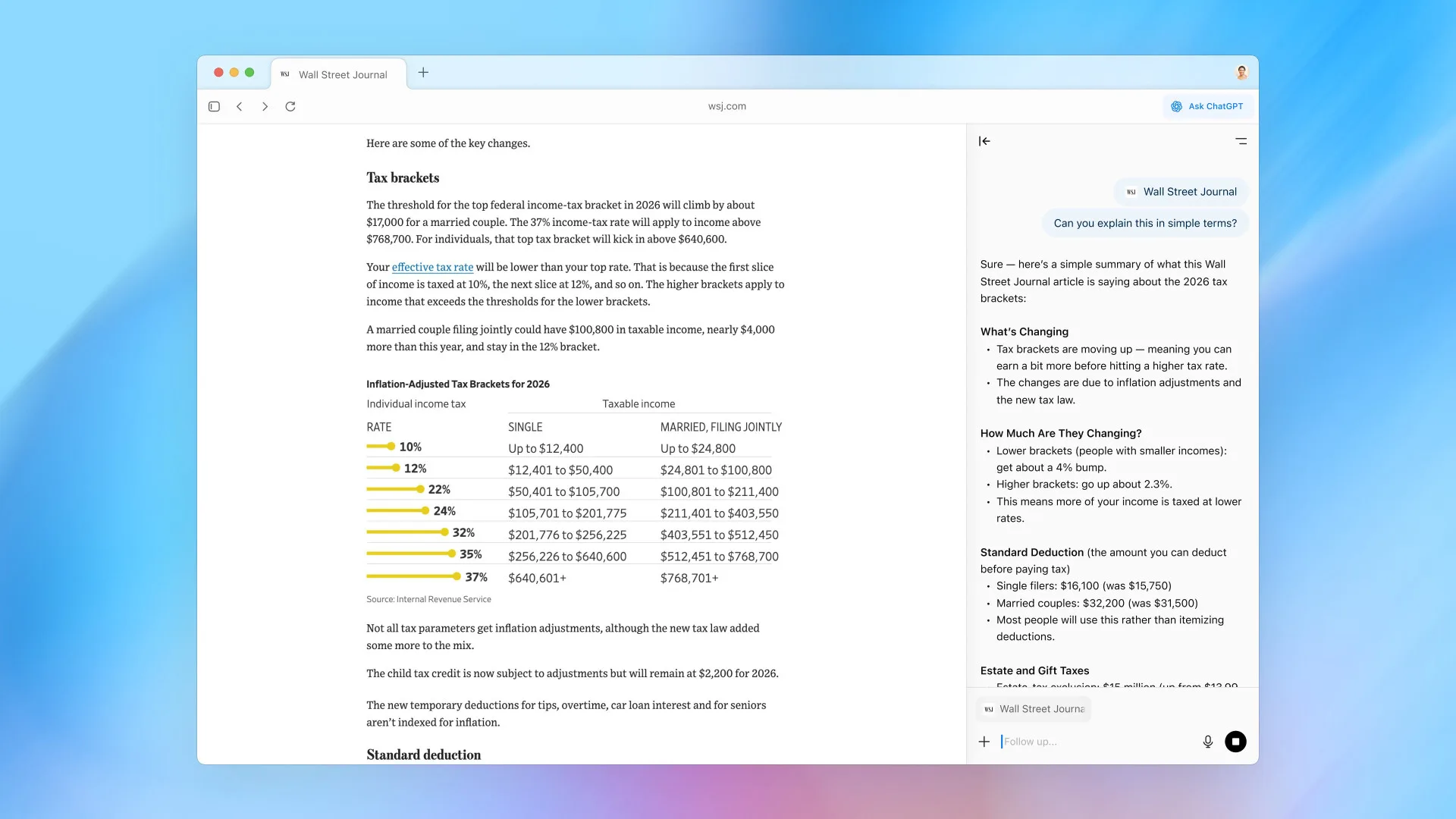 打開 Atlas後，不需要再去官網找 ChatGPT，它是直接內建在瀏覽器裡。翻攝自OpenAI X