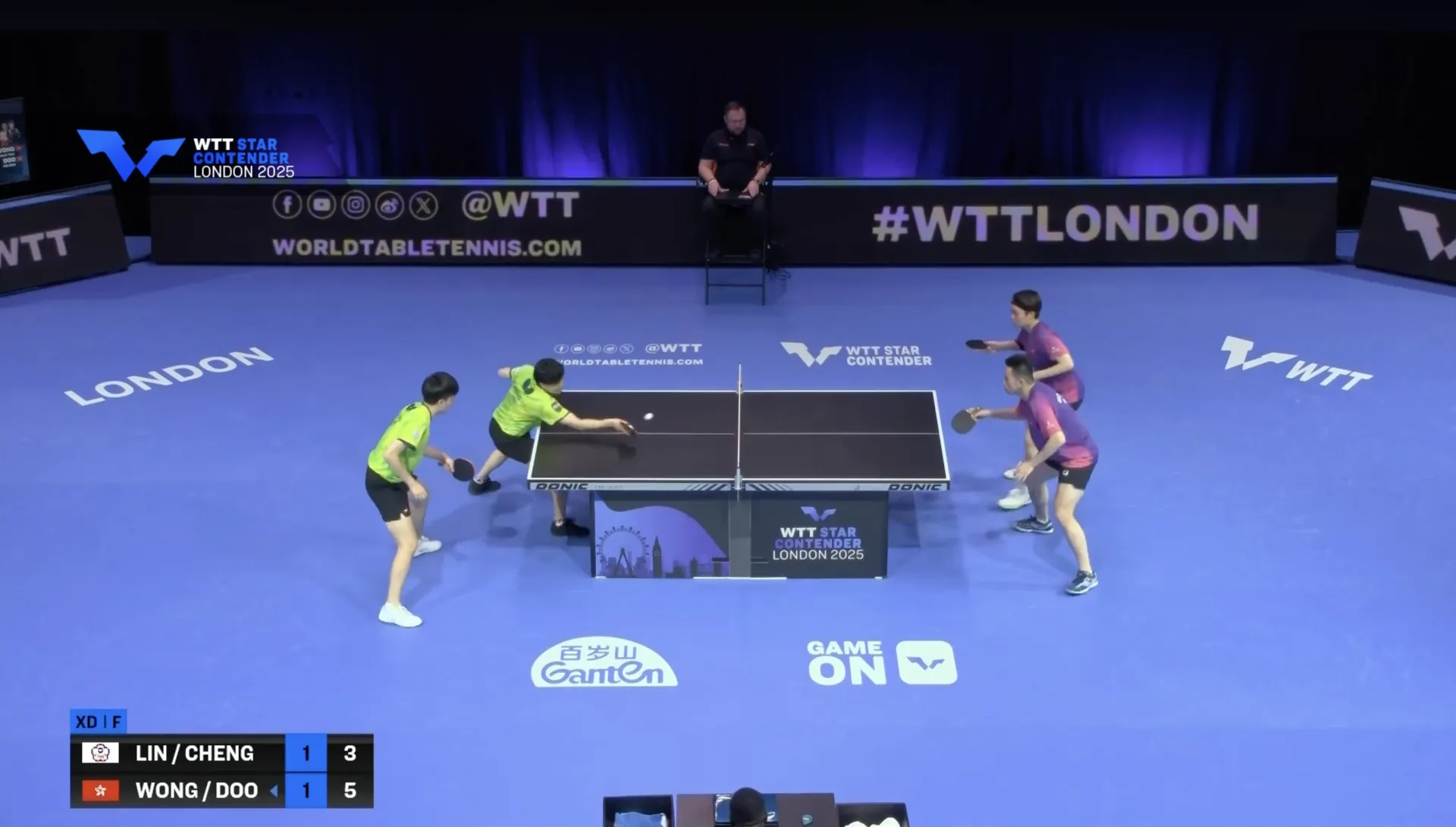 林昀儒、鄭怡靜在2025年WTT倫敦球星挑戰賽,奪下兩人今年重新合拍後首座冠軍。翻攝自WTT YouTube