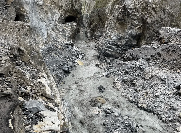 燕子口堰塞湖溢流後情況。林保署花蓮分署提供