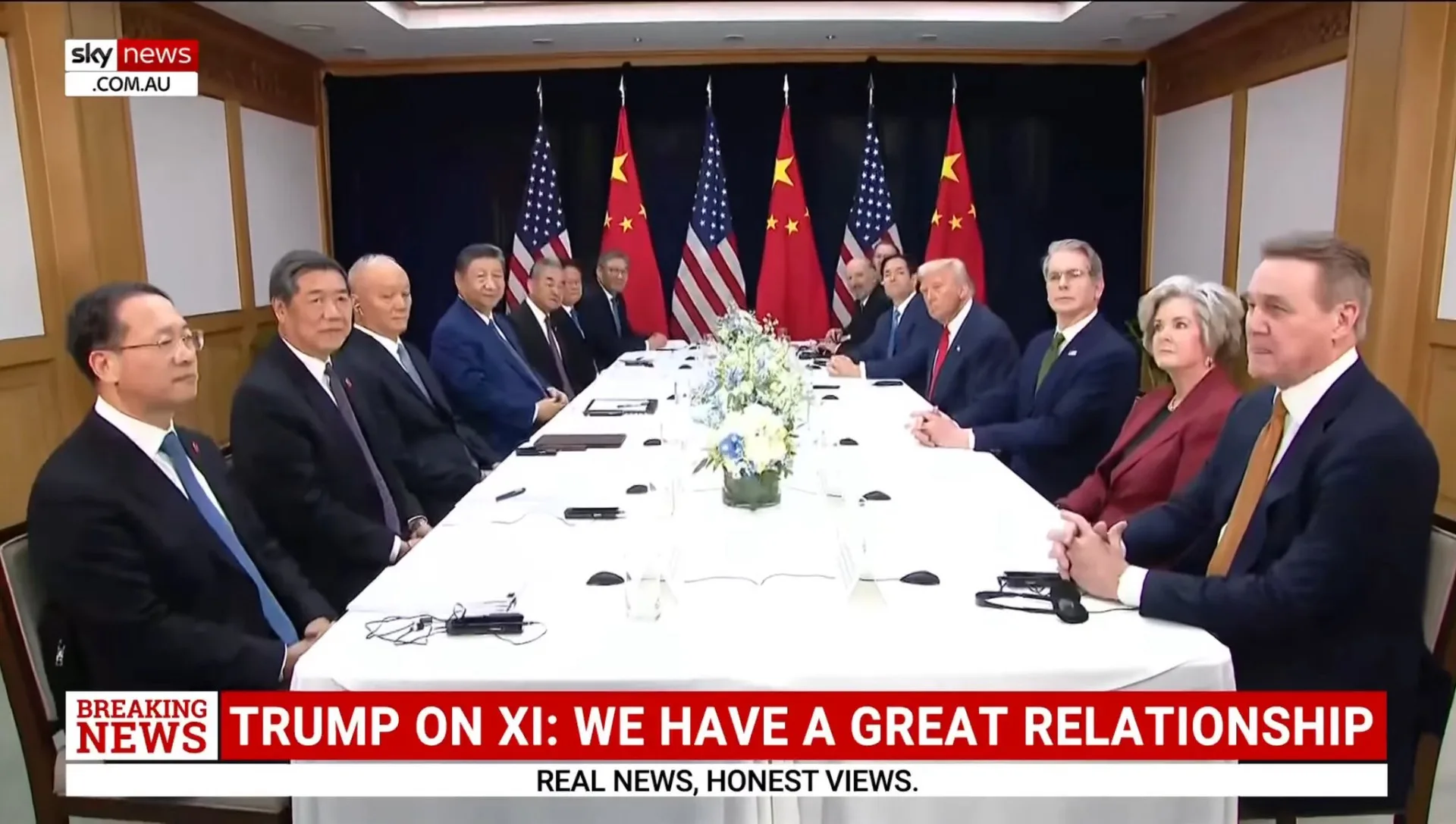 美國總統川普與中國國家主席習近平，今天（30日）在韓國釜山舉行高層會談。翻攝畫面