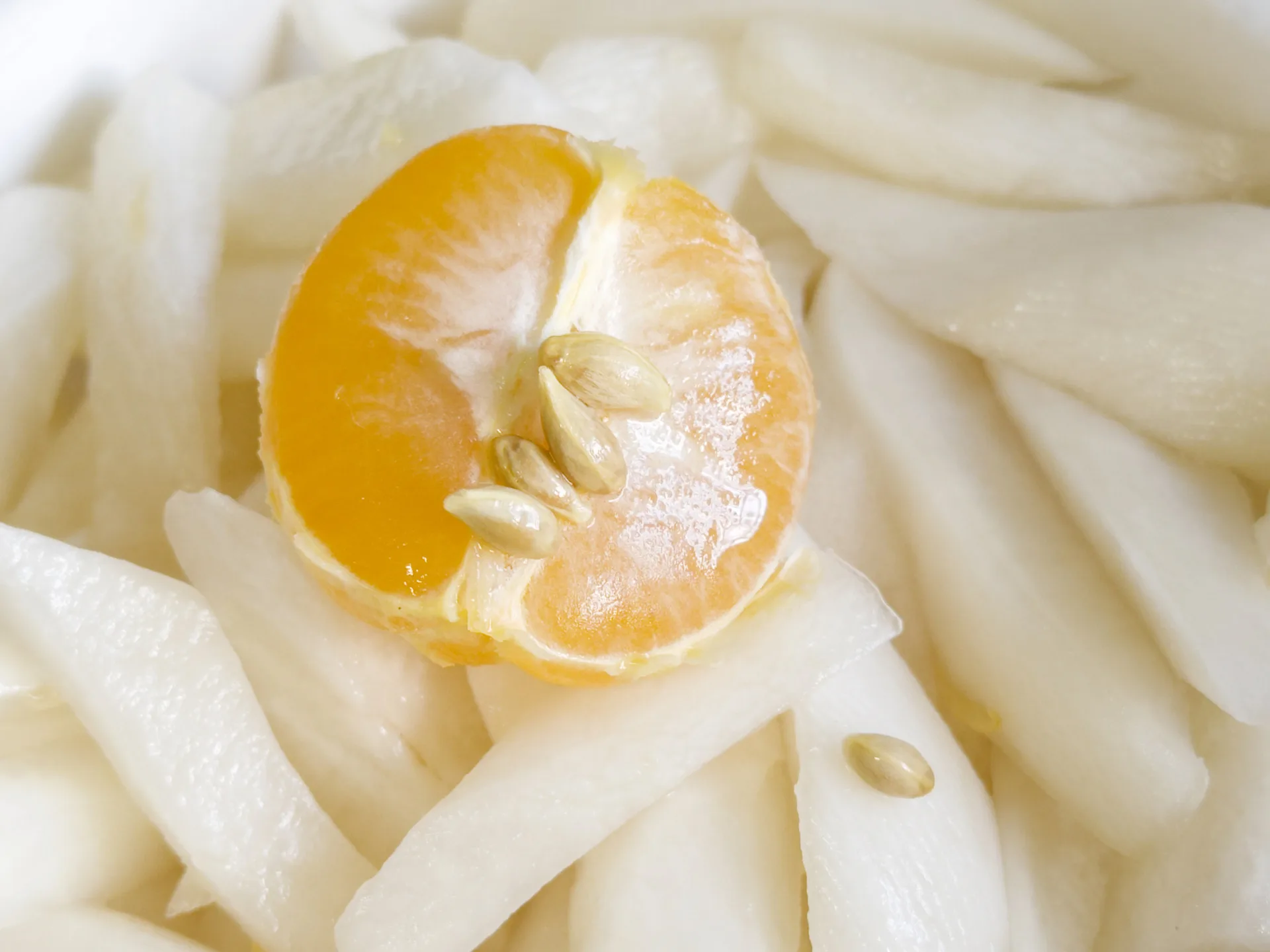 鹽生蘿蔔替代米醋，滋味清冽留香，非常雅緻。種子和論文裡描述的水滴形狀一般。蕭秀琴攝