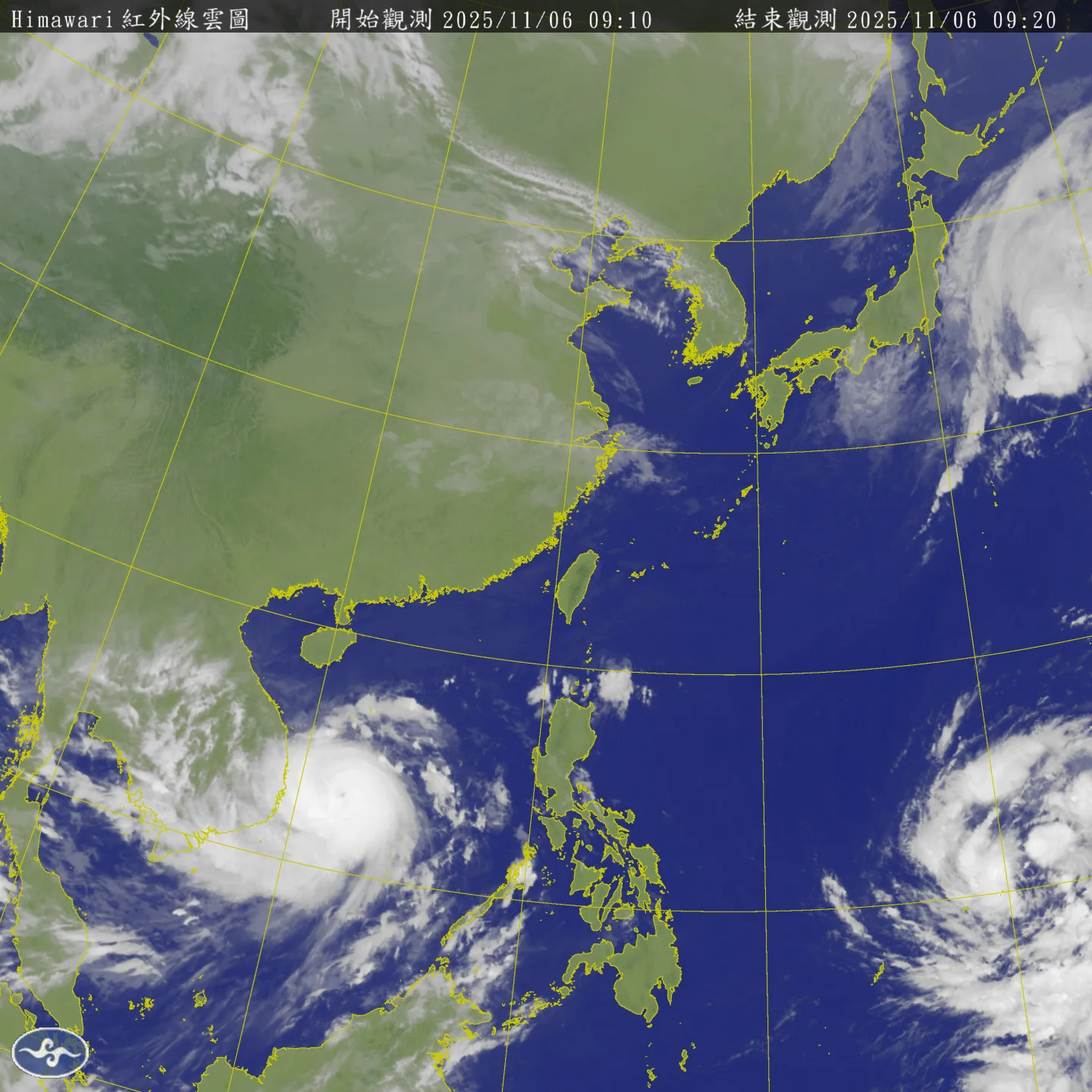 目前西太平洋海域共有兩個颱風:第25號「海鷗」及第26號「鳳凰」。氣象署提供