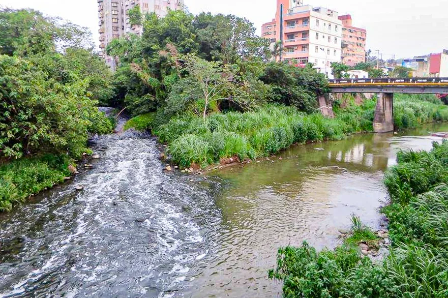 新竹科學園區每天二十萬噸污水,從客雅溪排進香山海岸,二邊來水一黑一白,政府卻無法處理。陳權欣攝