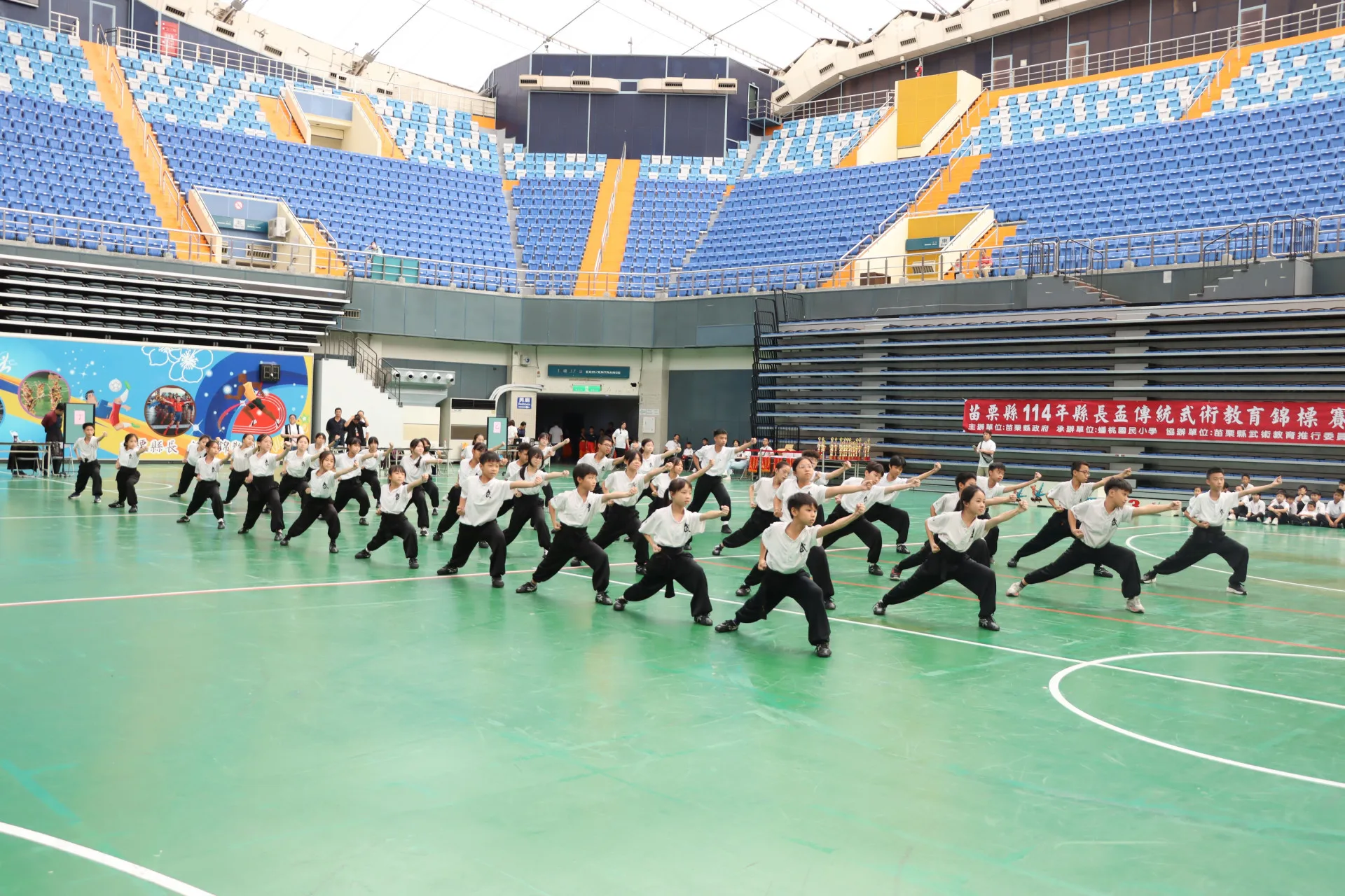 2025年縣長盃傳統武術教育錦標賽,共22所學校、約350位好手切磋武術技藝。苗栗縣政府提供