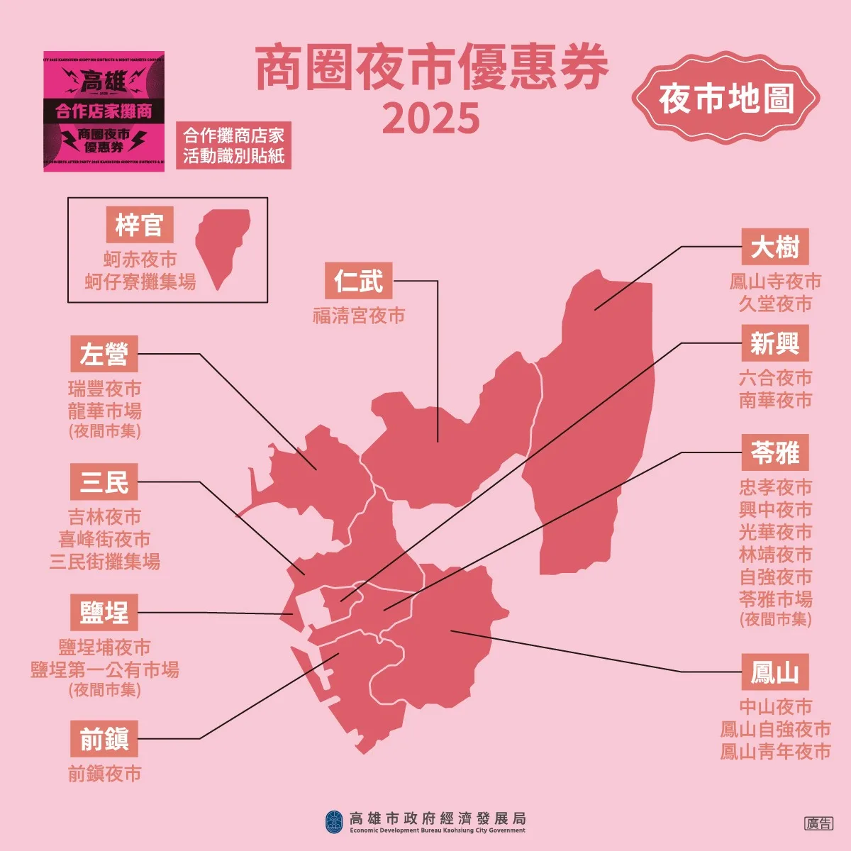 憑指定演唱會門票，可兌換50元「商圈夜市優惠券」。高雄商圈夜市優惠券官網提供