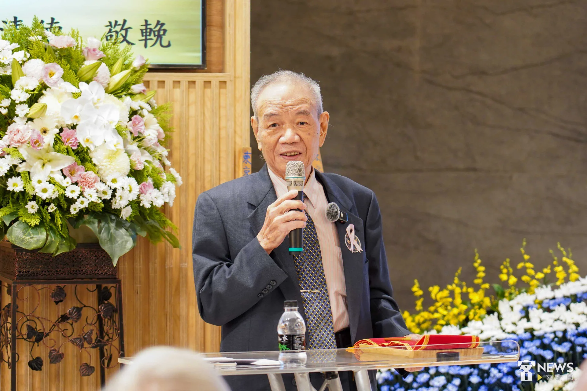 林一雄的老友梁榮茂，在追思會上分享與林一雄的認識的點滴。李台源攝