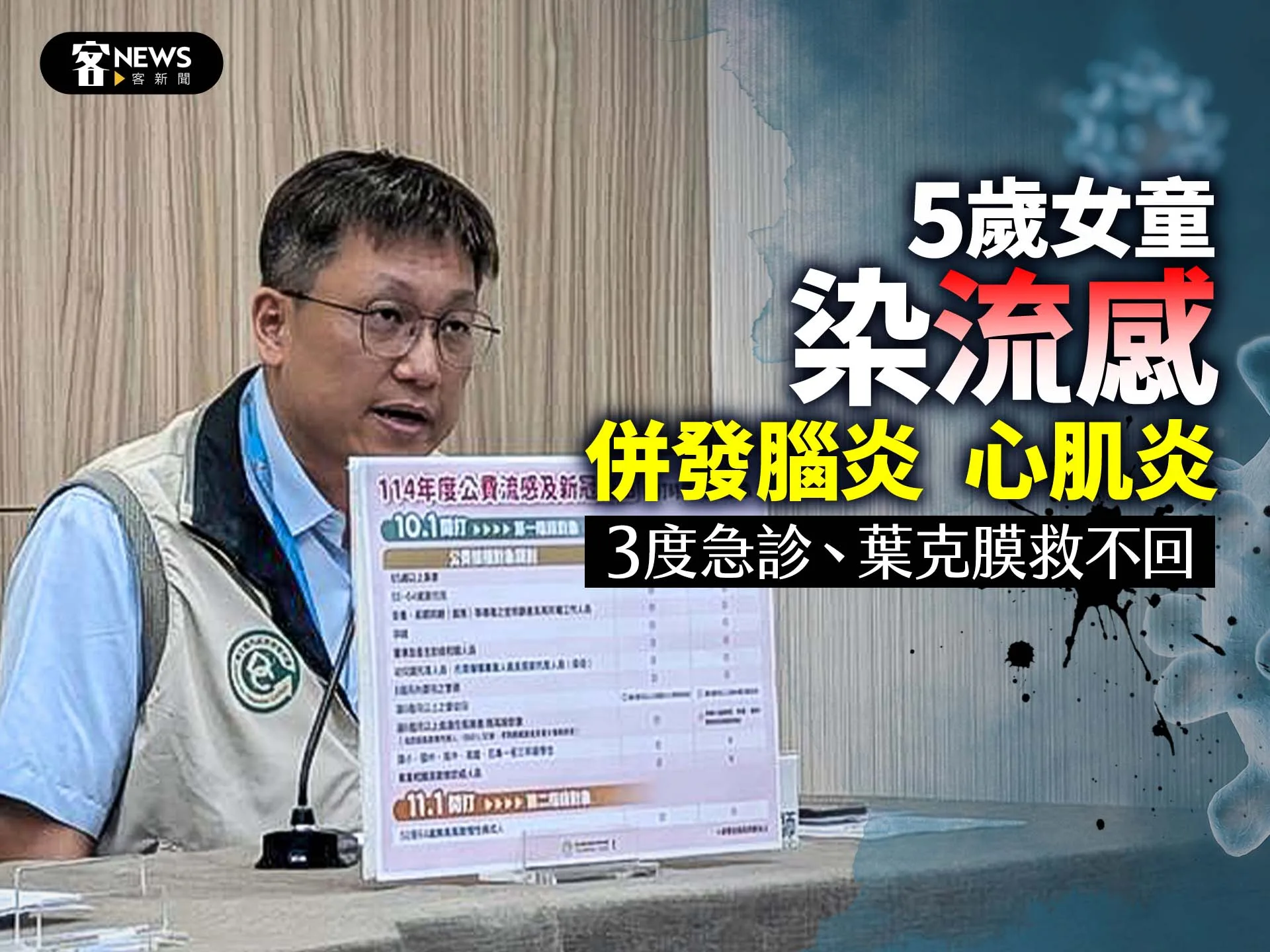 5歲女童染流感併發腦炎、心肌炎　3度急診、葉克膜救不回