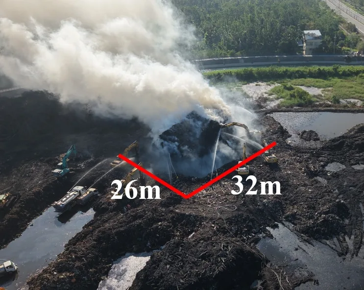 11月21日晚上卻發生大火，台南市消防局灌救約14小時後撲滅，一度影響14個行政區空氣品質，燃燒面積約3000平方公尺。翻攝自彭啓明臉書