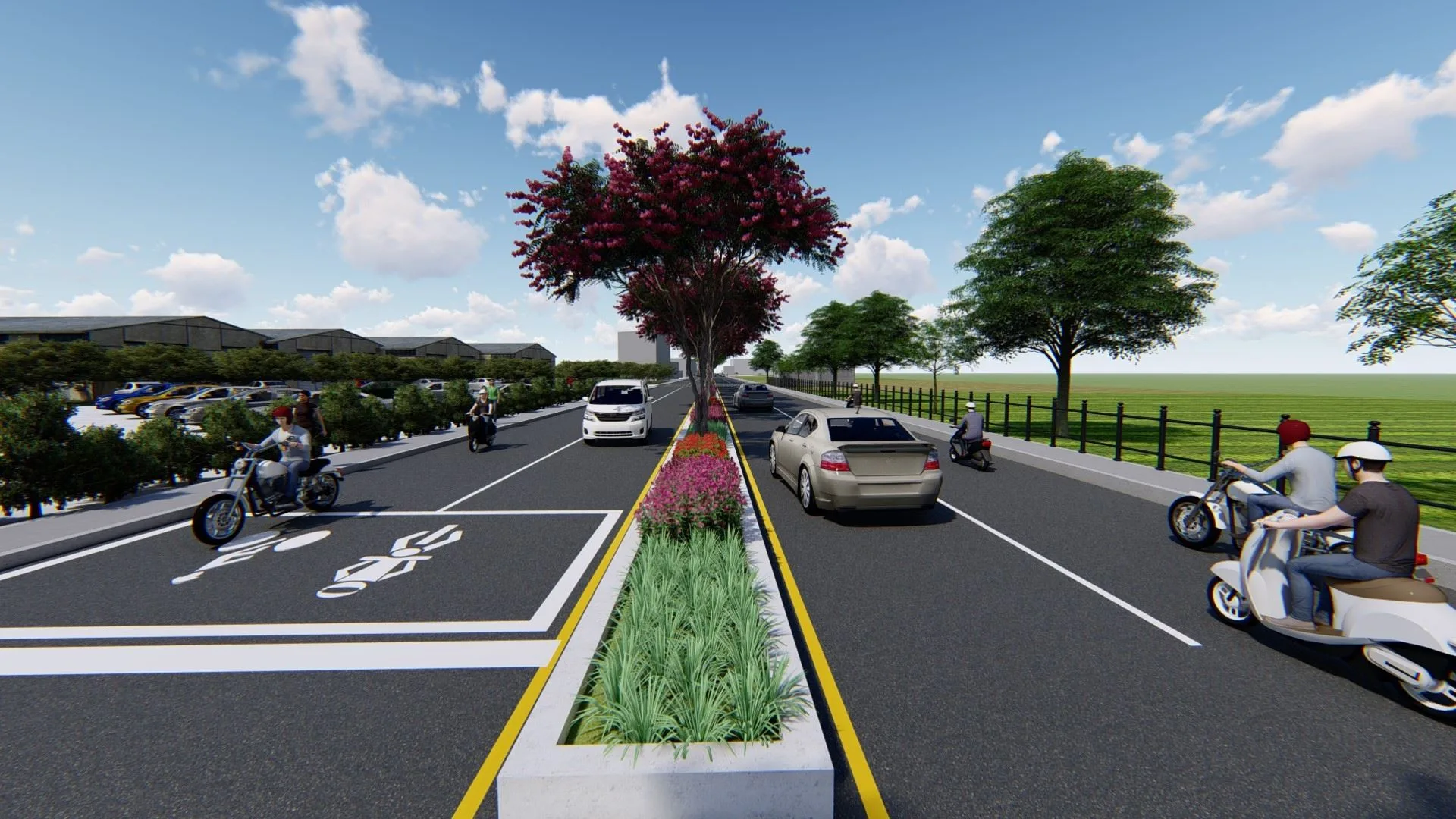 新竹縣新埔鎮褒忠路拓寬工程模擬圖