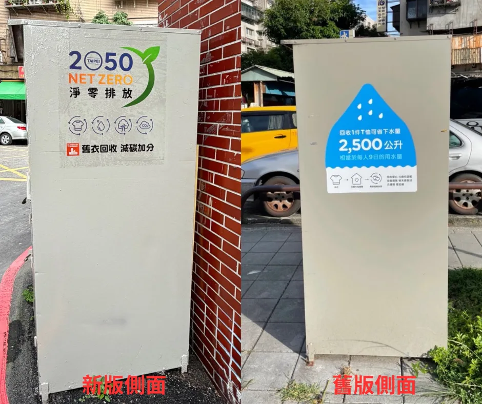 北市環保局表示,去(2024)年循舊衣回收箱回收的舊衣高達3161噸,每回收一件衣物可減少約4.2公斤碳排放;回收1件T恤能節省約2500公升水量。臺北市政府提供