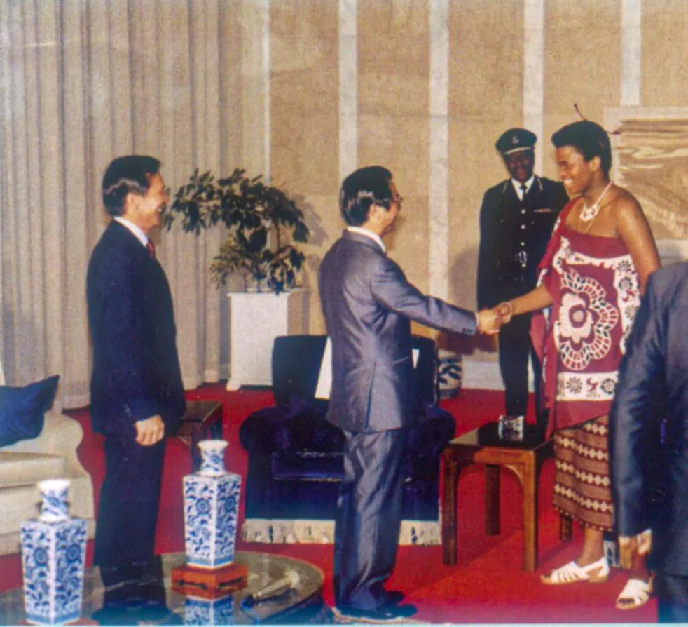 林松煥(左二)晉見史瓦濟蘭國王恩史瓦帝三世。林松煥提供