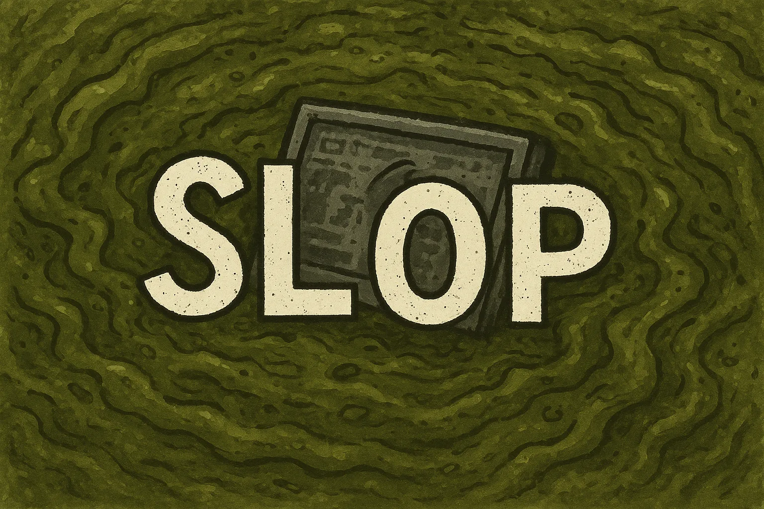 slop被美國辭典出版商韋氏公司(Merriam-Webster)選為今年2025代表字。圖為ChatGPT生成的示意畫面。