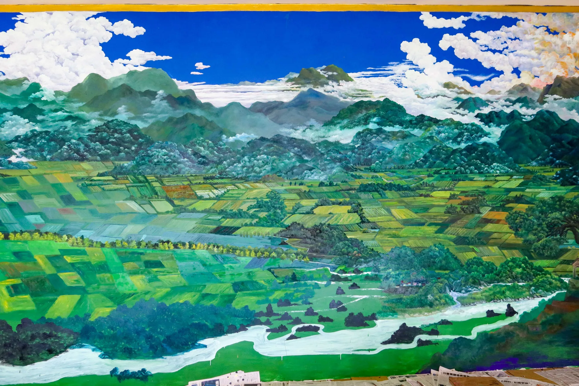 于傳騏即將完成的公館壁畫「錦／公館」。何來美攝